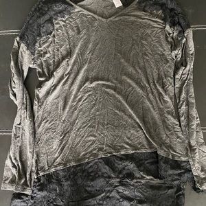 Grey long sleeve tee with lace detailing